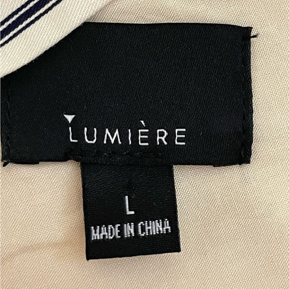 Lumiere Women’s Midi Dress Large Cream Striped 100% Cotton Cottagecore Prairie - Picture 12 of 12